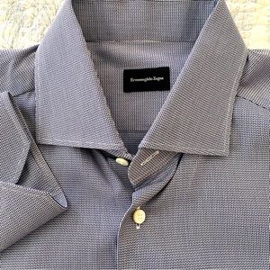 Ermenegildo Zegna Blue Casual Button Down Shirt
